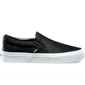 Vans Embossed Black Pebble Snakeskin Unisex Loafers, 11W/9.5M, NWOT